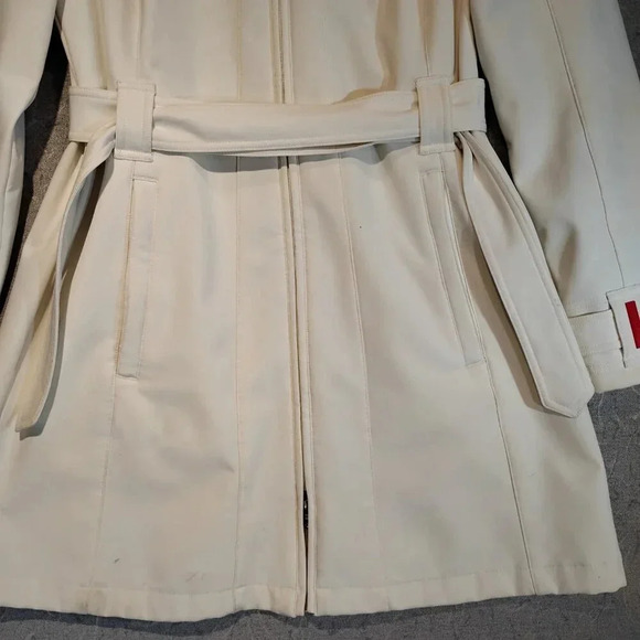 Marika Women's White Long Sleeve Zippered Belted Trench Coat NWOT Size  Large - Picture 9 of 16